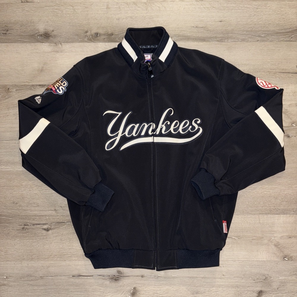 Majestic New York Yankees 2009 World Series Bomber Jacket Men's XL Full Zip Blue